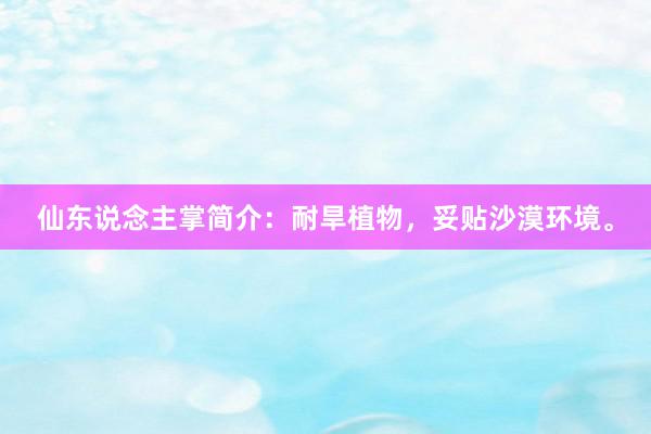 仙东说念主掌简介：耐旱植物，妥贴沙漠环境。